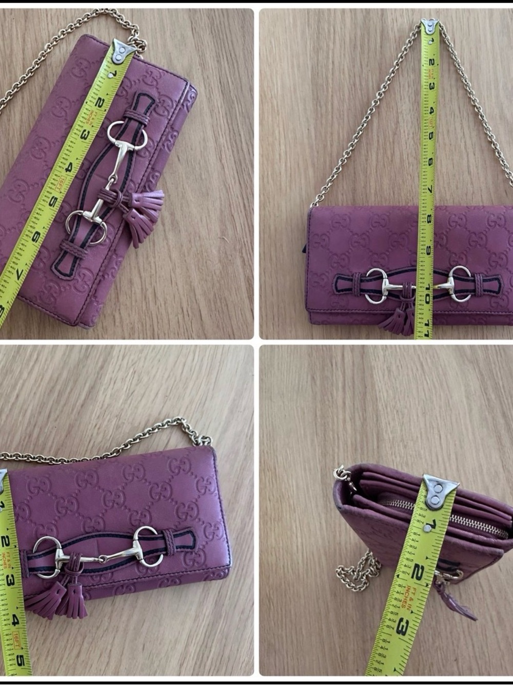 Gucci RARE 1955 horsebit Guccissima Emily chain wallet in very good condition. - Picture 9 of 13